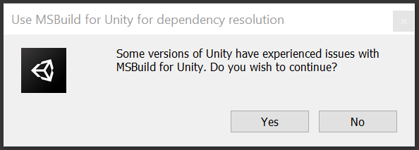 MSBuild for Unity confirmation