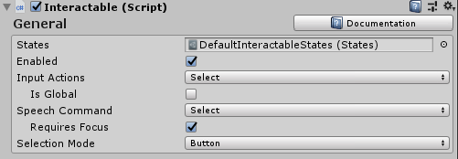 General Interactable Settings