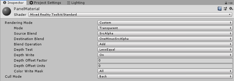 Depth buffer Fixed MRTK Standard Shader