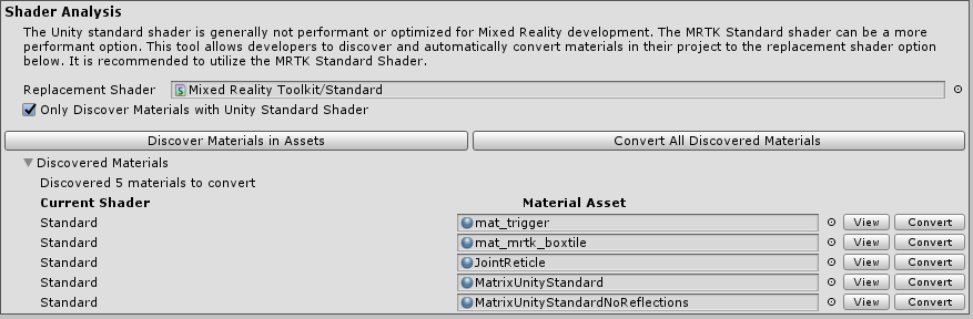 MRTK Optimize Window Settings